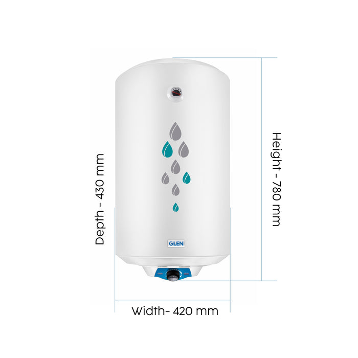 Water Heater 50 Litre 2000W 8 Bar Pressure Glasslined Element and Tank, Temperature control (7056)