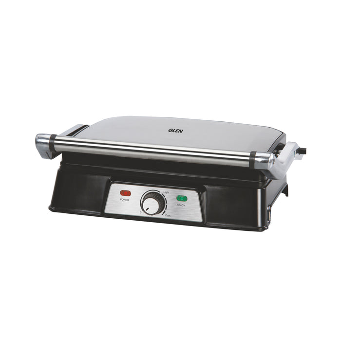 Electric Contact Grill & Sandwich Maker with 180-degree opening, Non-Stick Plates, 2000w - Silver (3037)